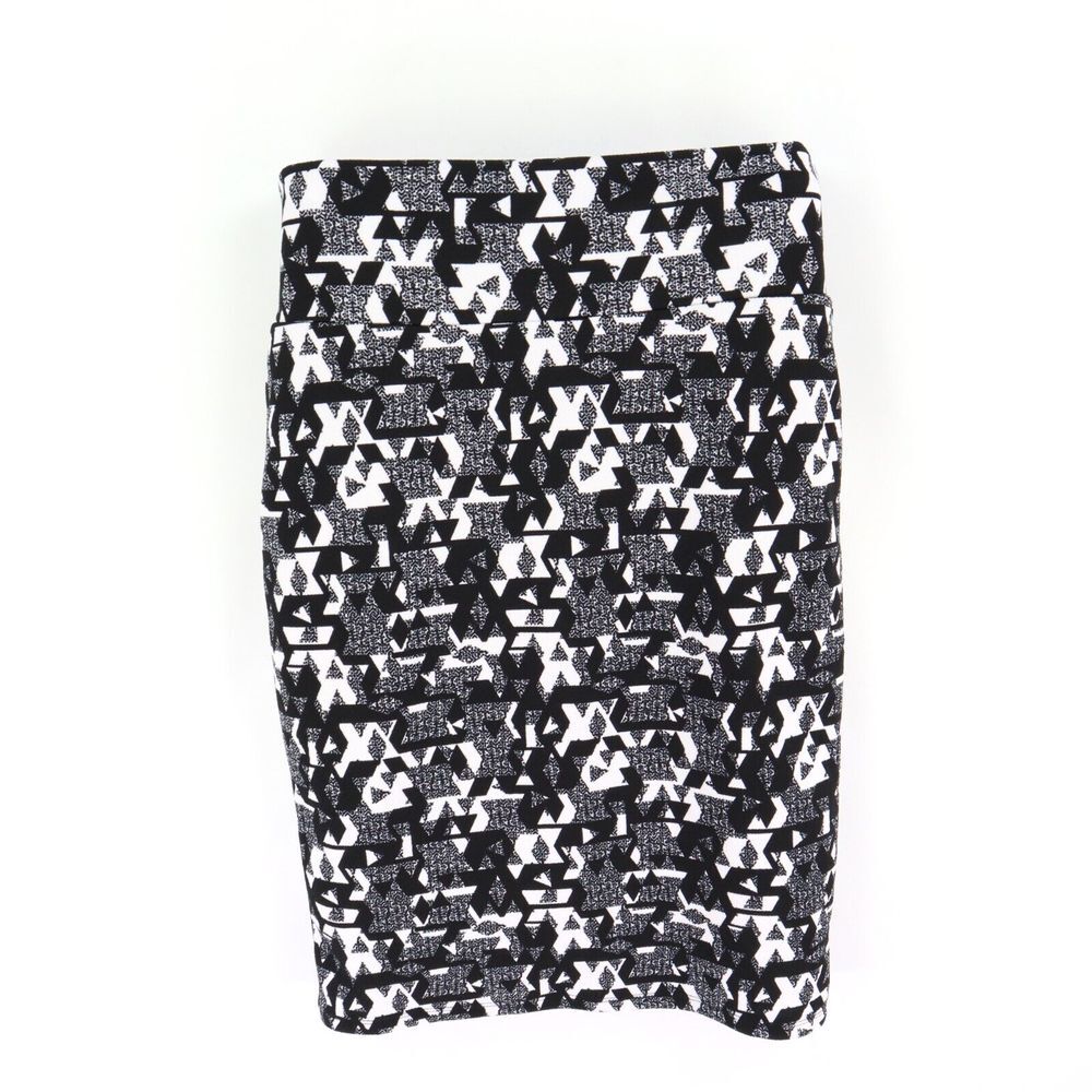 LuLaRoe Pencil Skirt Womens M Black White‎ Geometric Stretch Simply Comfortable